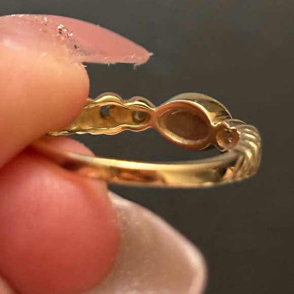 Classic Gold Quartz 14k Ring with Diamonds - Picture 5 of 9